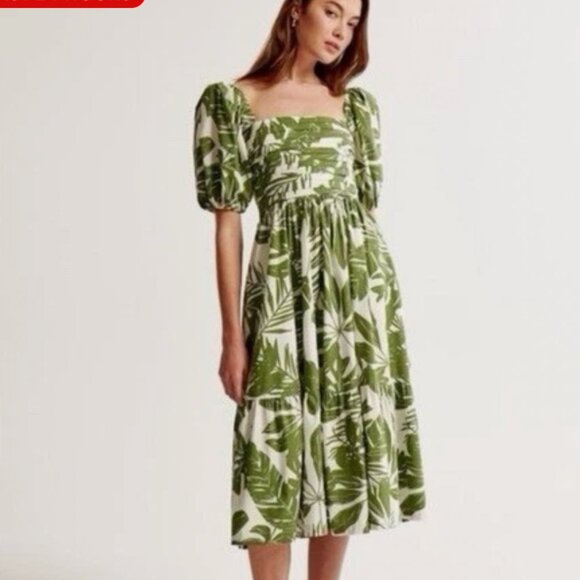 Abercrombie & Fitch Dresses & Skirts - Abercrombie & Fitch Emerson Poplin Puff Seeve Midi Dress (SP)